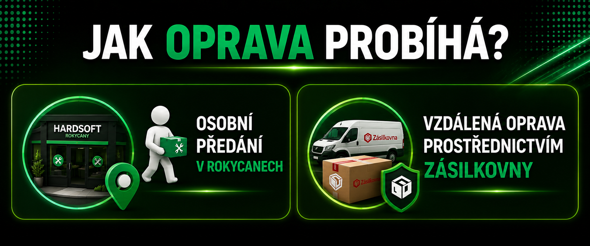 Jak oprava probíhá? Osobní předání v Rokycanech nebo vzdálená oprava prostřednictvím Zásilkovny.